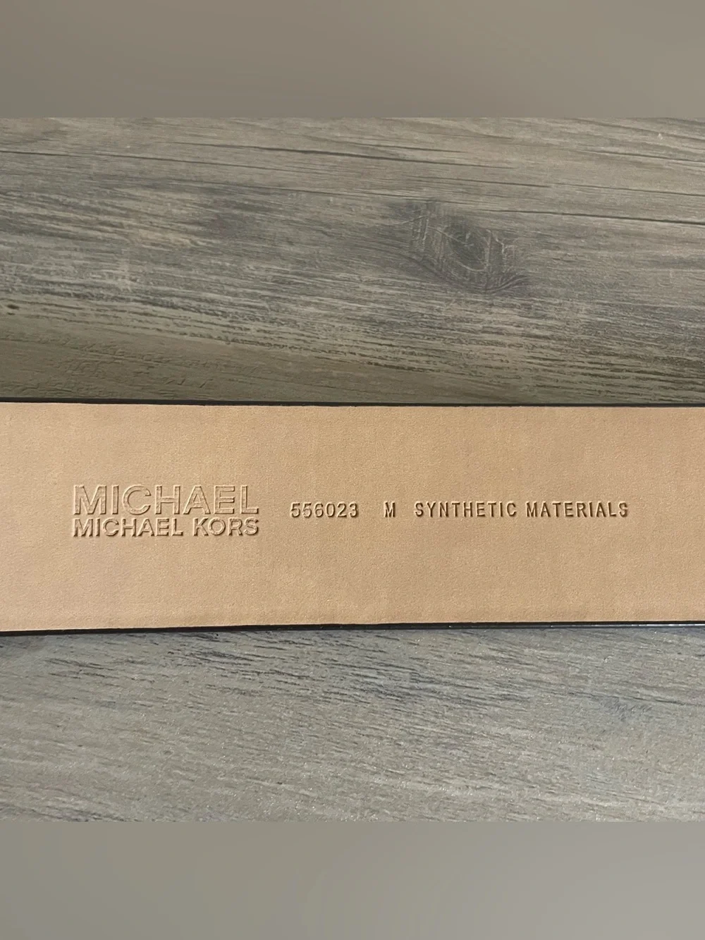 Michael Kors MK Logo Canvas Belt Womens Medium 556023 Gold Buckle Beige Brown